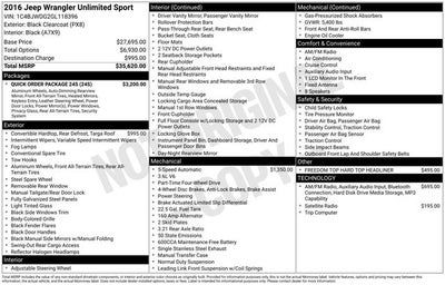 2016 Jeep Wrangler Unlimited Sport