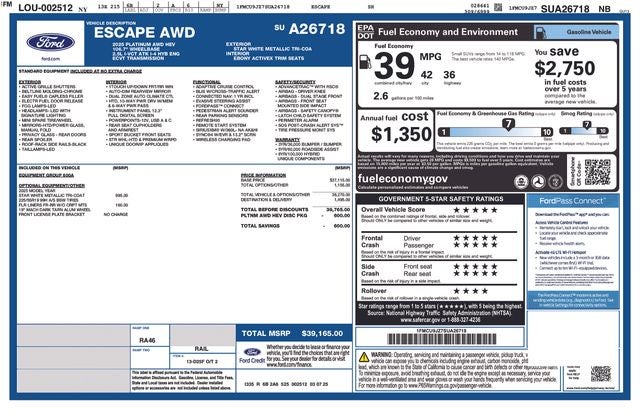 2025 Ford Escape Hybrid Platinum