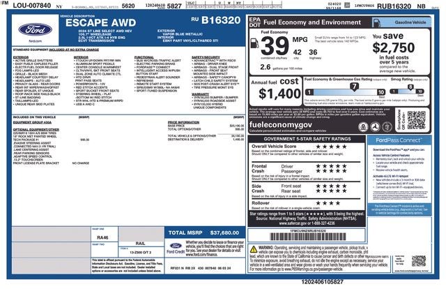 2024 Ford Escape Hybrid ST-Line Select