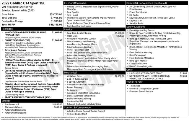 2022 Cadillac CT4 Sport