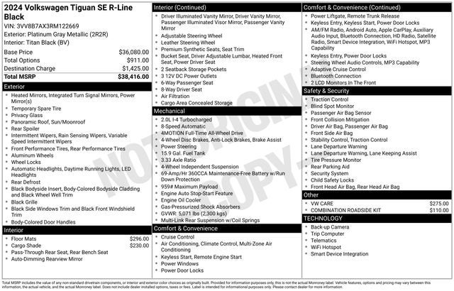 2024 Volkswagen Tiguan 2.0T SE R-Line Black