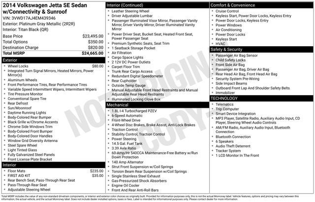 2014 Volkswagen Jetta 1.8T SE w/Connectivity/Sunroof