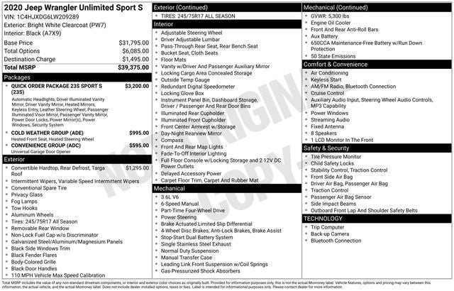 2020 Jeep Wrangler Unlimited Sport S