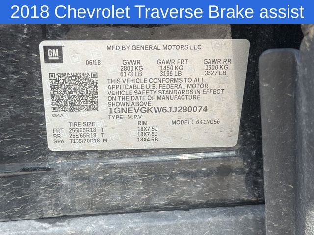 2018 Chevrolet Traverse LT Cloth w/1LT