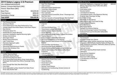 2019 Subaru Legacy 2.5i Premium