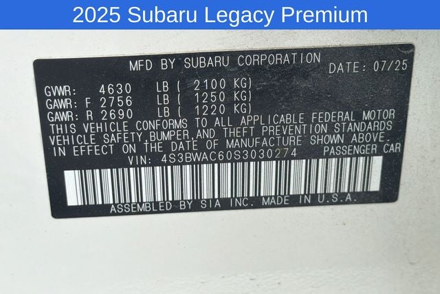 2025 Subaru Legacy Premium