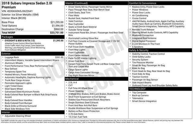 2018 Subaru Impreza 2.0i Premium