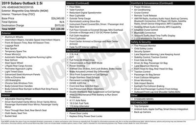 2019 Subaru Outback 2.5i