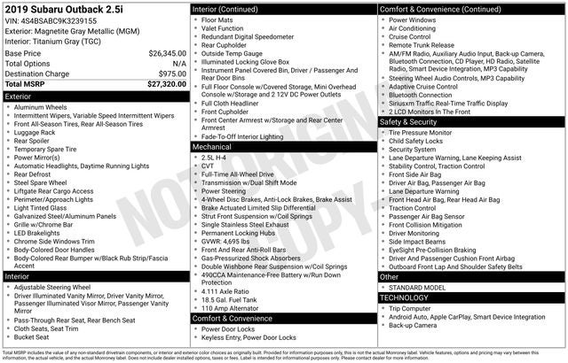 2019 Subaru Outback 2.5i