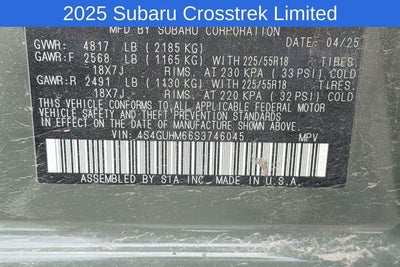 2025 Subaru Crosstrek Limited