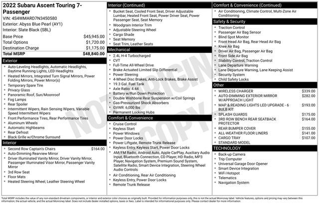 2022 Subaru Ascent Touring
