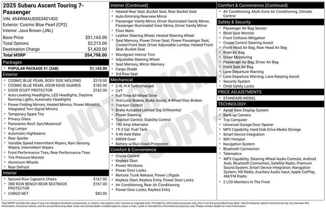 2025 Subaru Ascent Touring