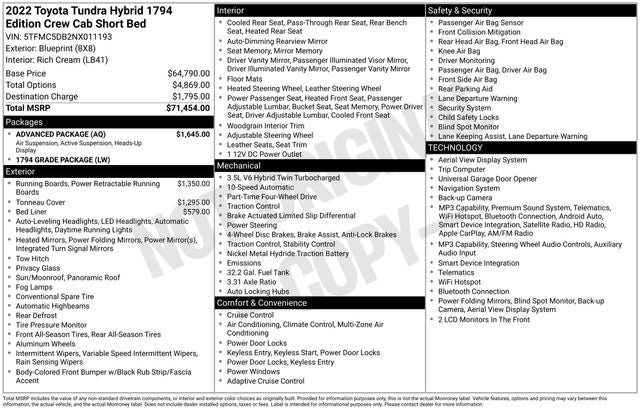 2022 Toyota Tundra Hybrid 1794 Edition