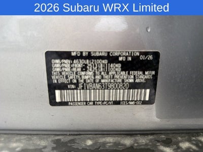 2026 Subaru WRX Limited