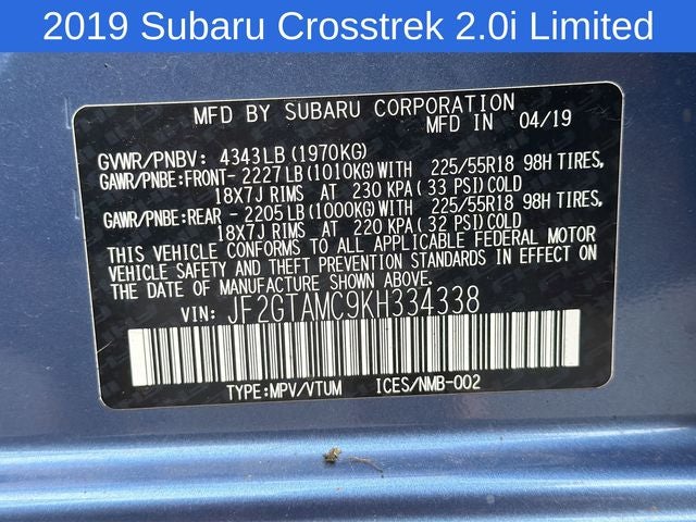 2019 Subaru Crosstrek 2.0i Limited