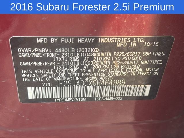 2016 Subaru Forester 2.5i Premium
