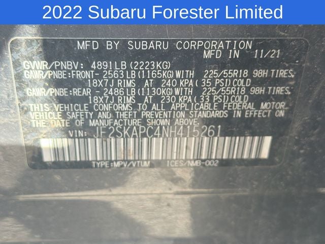 2022 Subaru Forester Limited
